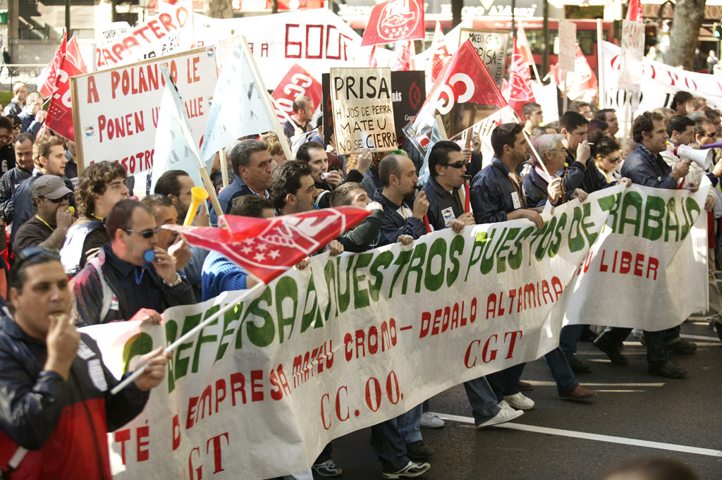 Huelga de imprentas de PRISA. Foto de David Fernández.