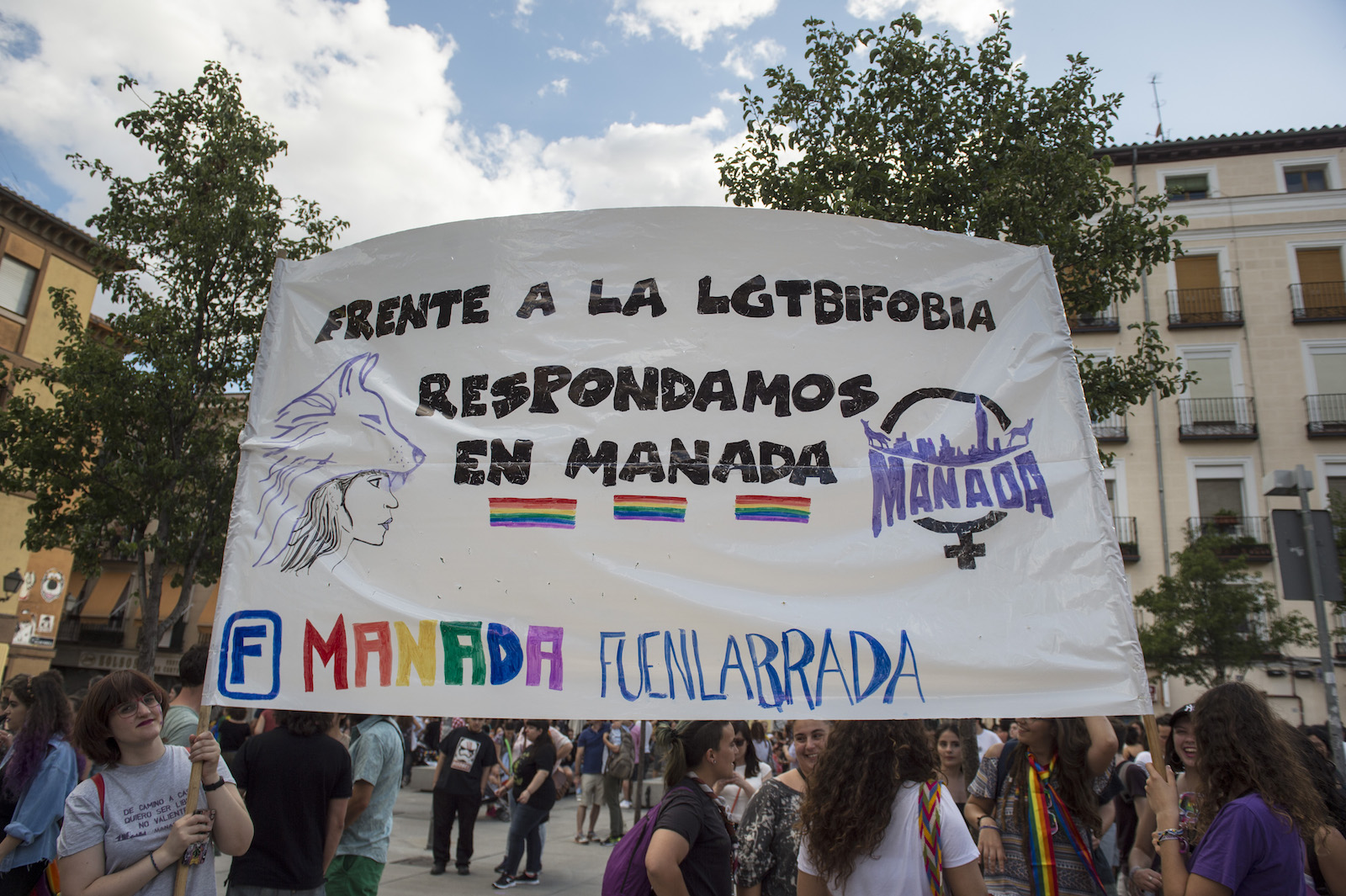 Cortejo del Orgullo Fuenlabreño en la manifestación del 28 de junio.